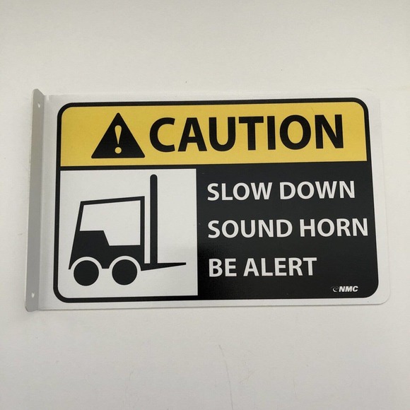 CAUTION SLOW DOWN SOUND HORN BE ALERT Warehouse Plastic Signs High Quality - Picture 2 of 4